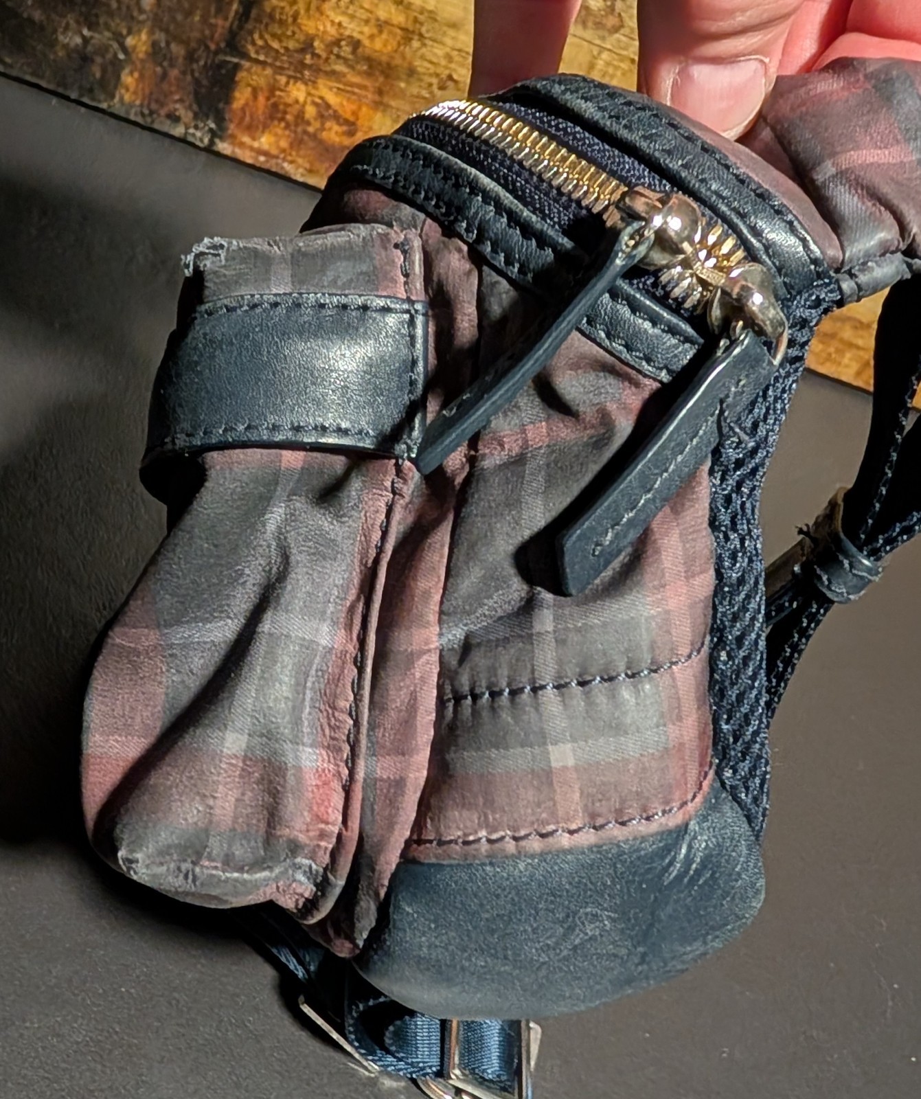 Tocoma – Want Les Essentials Waist Bag – Blue Plaid – Leather & Cotton