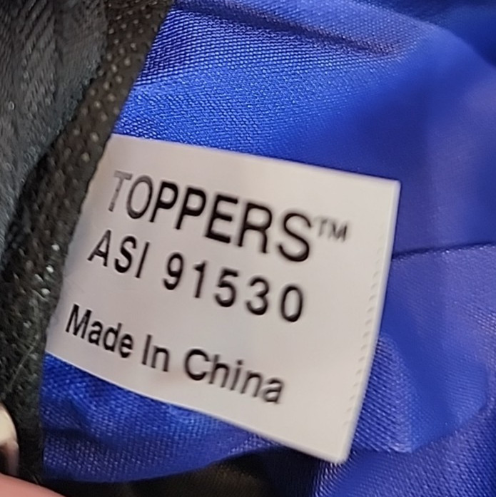 Toppers Black Blue and Gray Duffel Bag Adjustable Straps Size 17.5 X 13 X 9 in