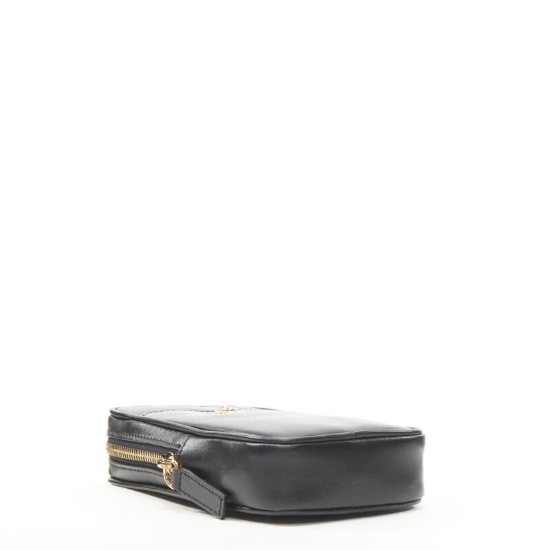VERSACE Clash Demi Medusa gold silver split black leather neck crossbody bag