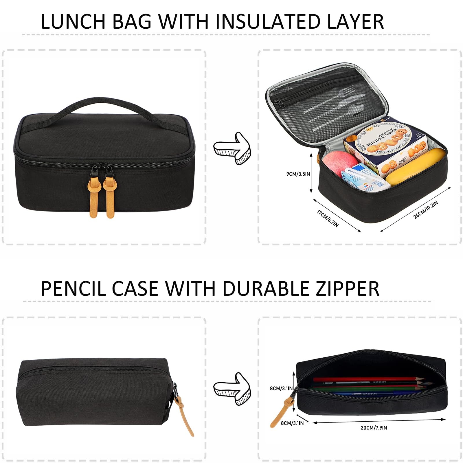 Laptop Backpack 17.3×12.5×5.9 Inch USB Port Lunch & Pencil Bag – School Use