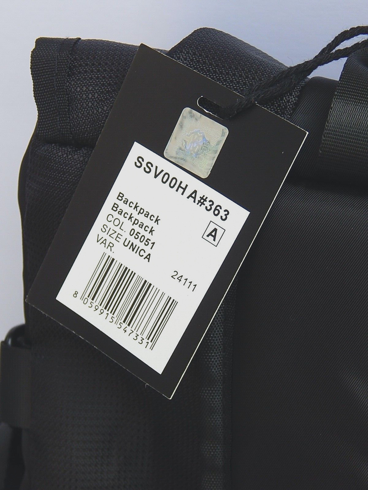 ROBERTO CAVALLI Unisex TRAVEL BACKPACK BLACK NYLON NEW AUTHENTIC