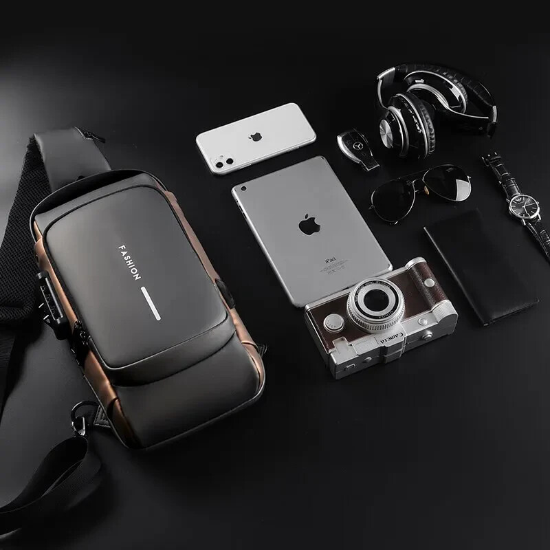 Cross Body Shoulder Bag Waterproof Multifunction Anti Theft USB Bag