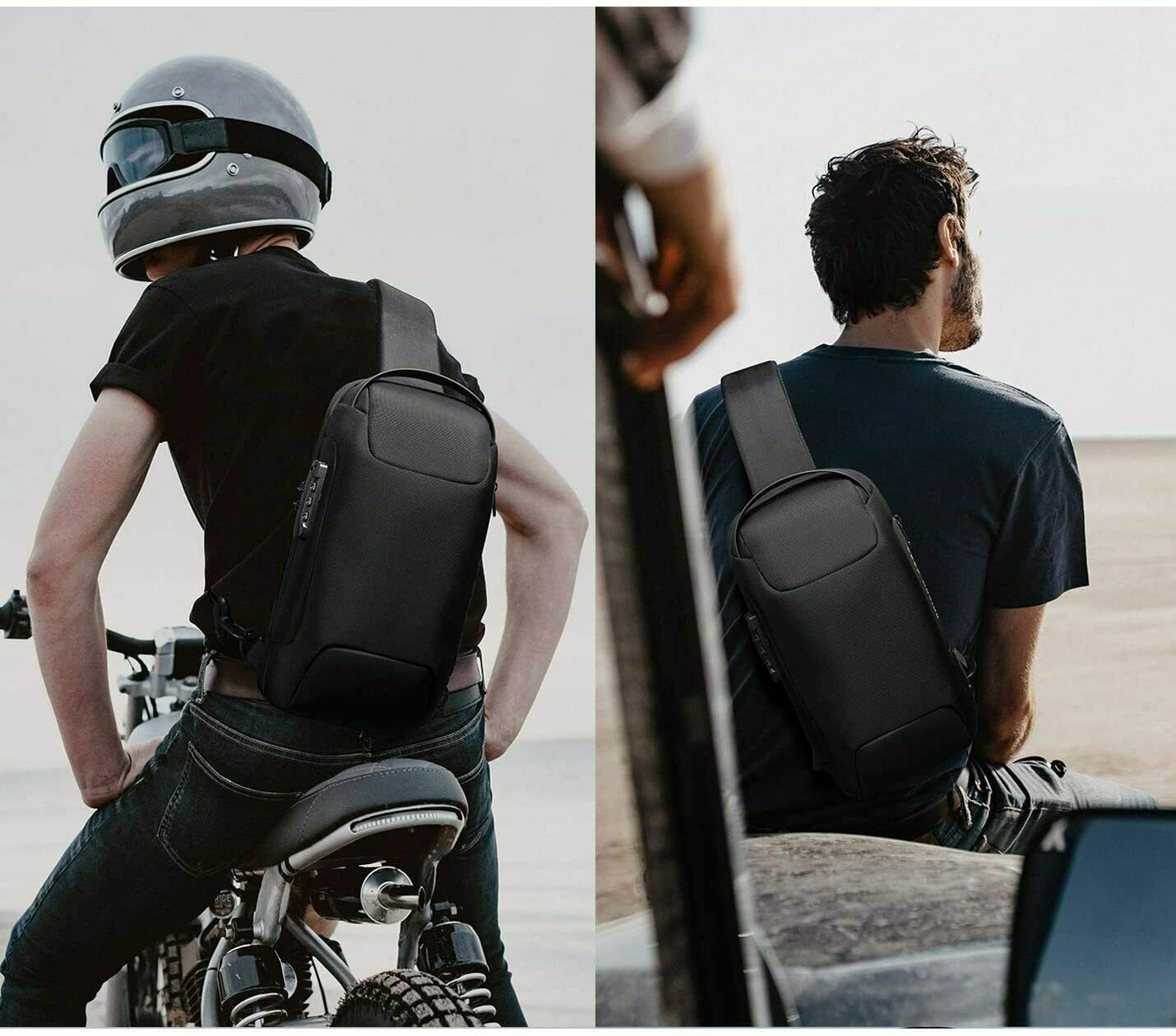 Men’s Backpack Waterproof Anti-theft Sling Bag Chest Shoulder Cross body Pouch