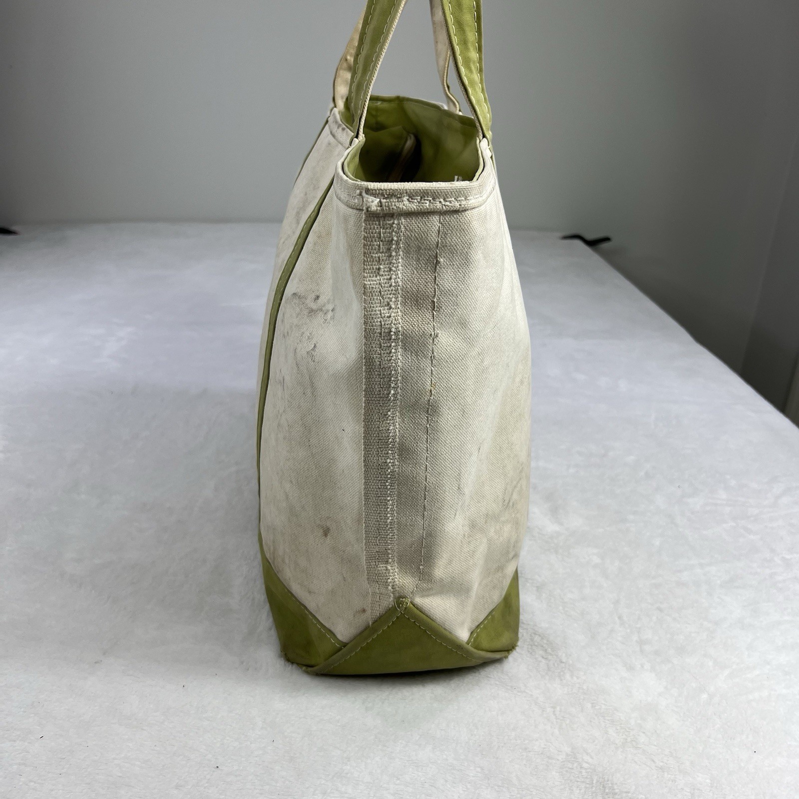 Vintage Distressed LL Bean Large “Nichole” Zipper Top Boat And Tote Canvas Bag