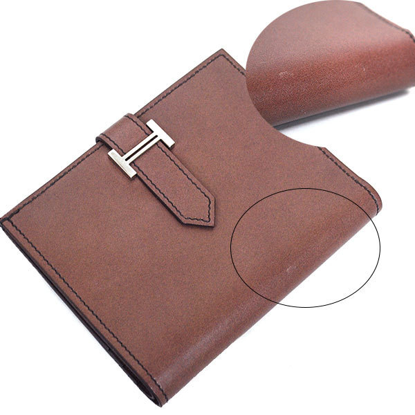Used 2008 Hermes Bearn Compact Wallet W 12cm H 9.5cm Size With Box Rare