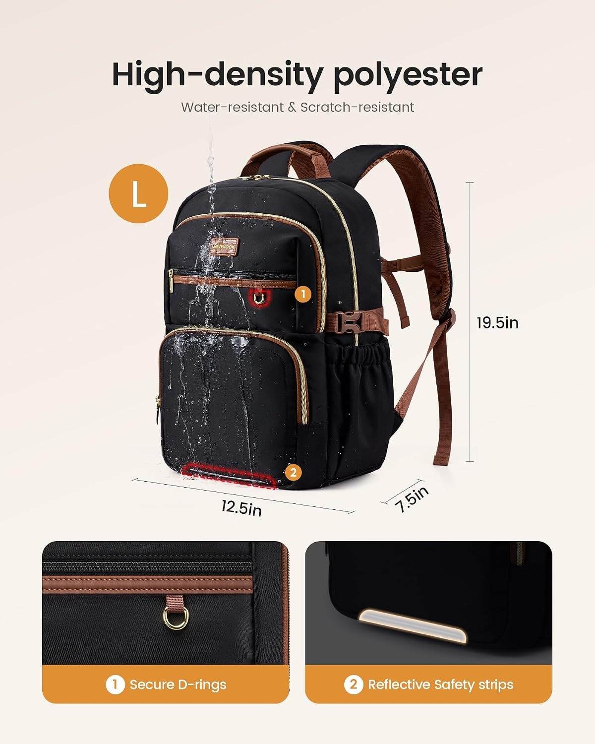 LOVEVOOK Laptop Backpack for Women, 15.6 Inch Travel Backpack with Giant Tumbler