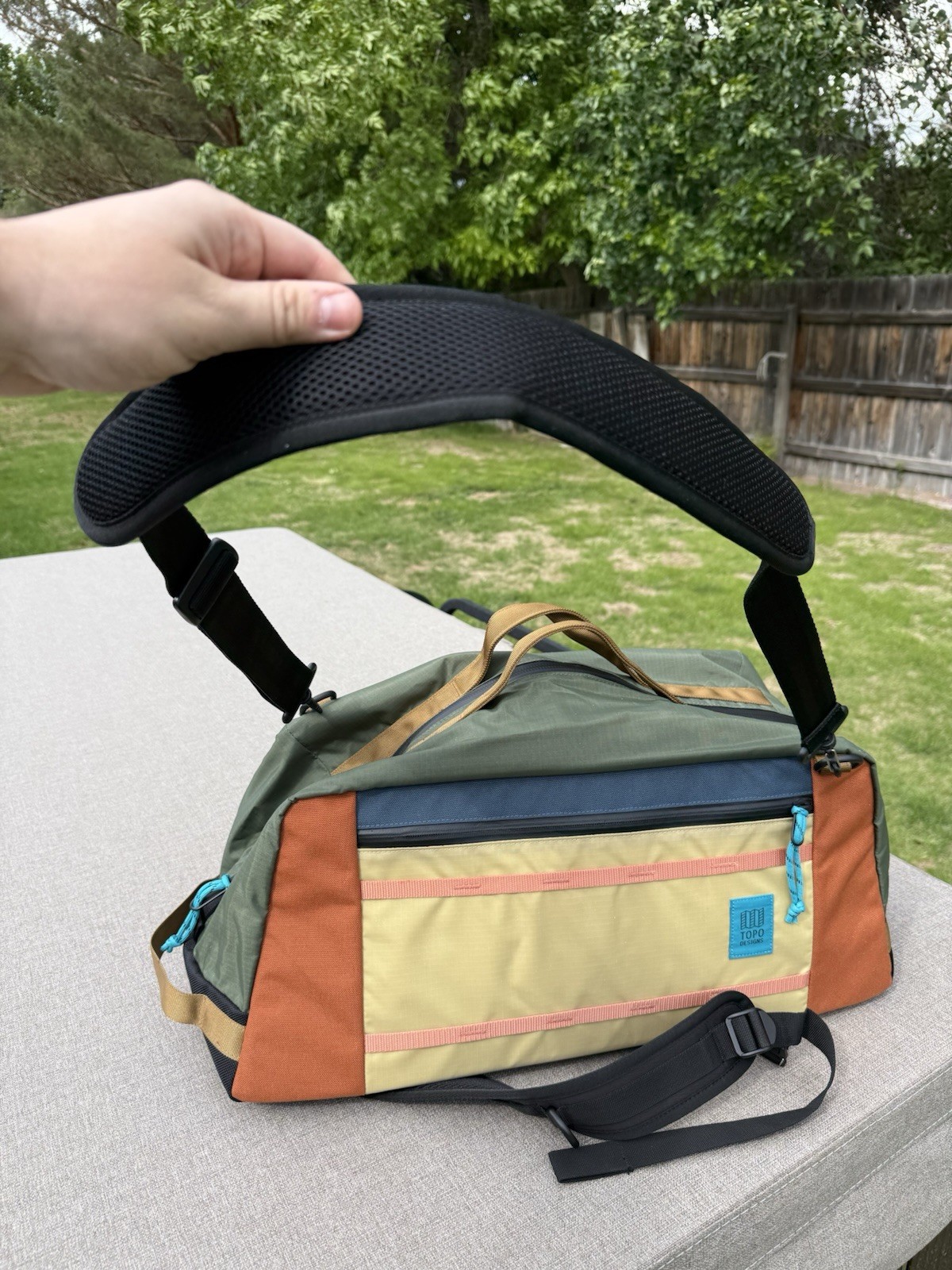 Brand New TOPO DESIGNS “Mountain Duffel” 40L Multicolored Backpack Duffel Bag