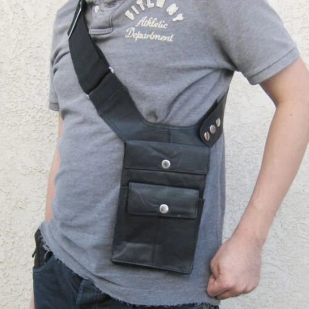 Handcrafted Leather Shoulder Men’s Underarm Bag Hidden Pocket Holder