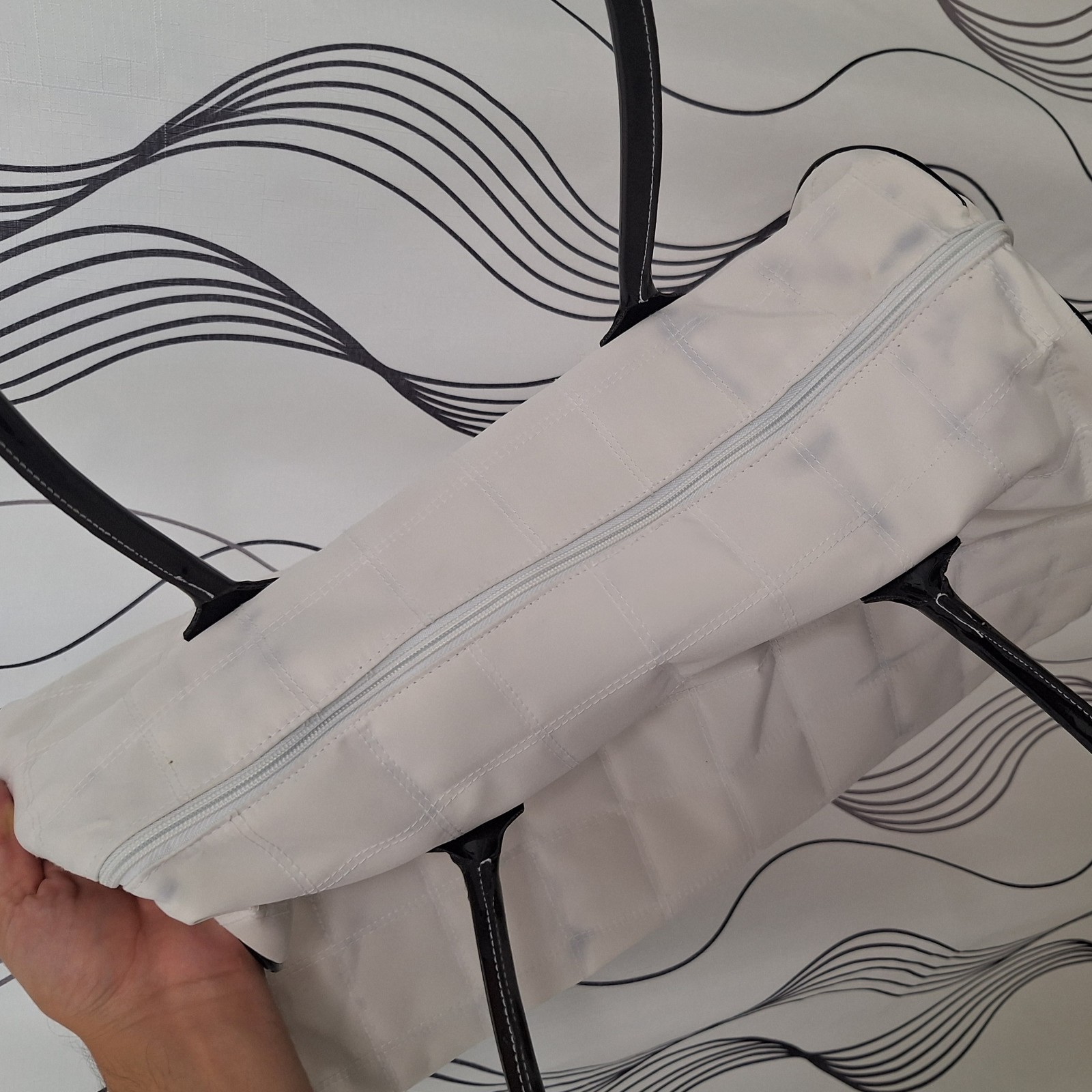 Givenchy Parfums Designer White Black Quilted Weekender Duffle Travel Bag Vacay