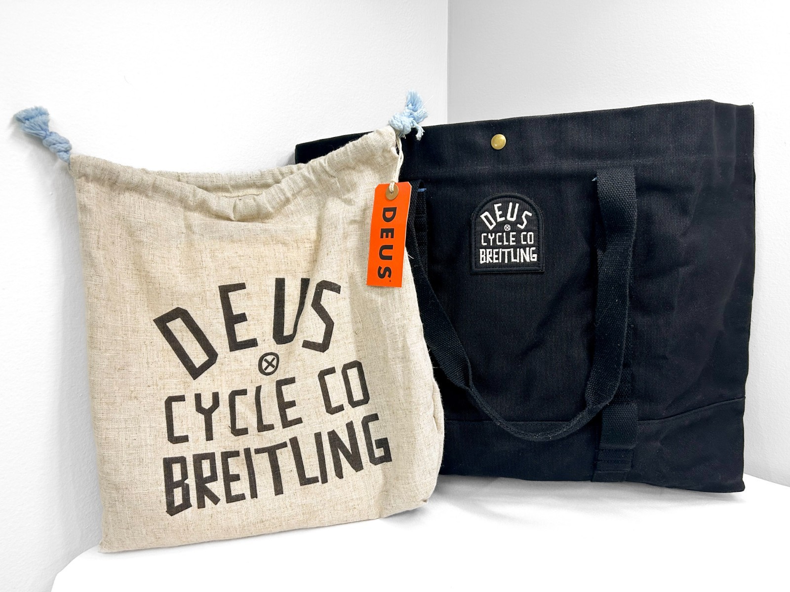 Breitling Deus Ex Machina Cycle Co Black Canvas Tote Travel Bag w Linen Dust Bag