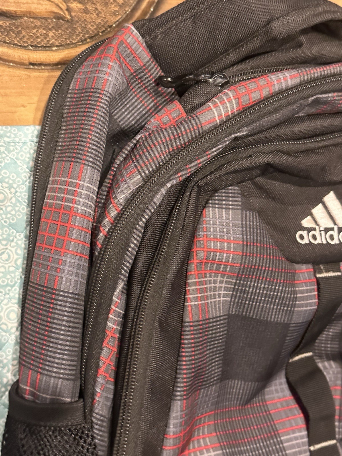 Adidas Large Laptop Backpack Unisex RARE Plaid Layout VERY CLEAN
