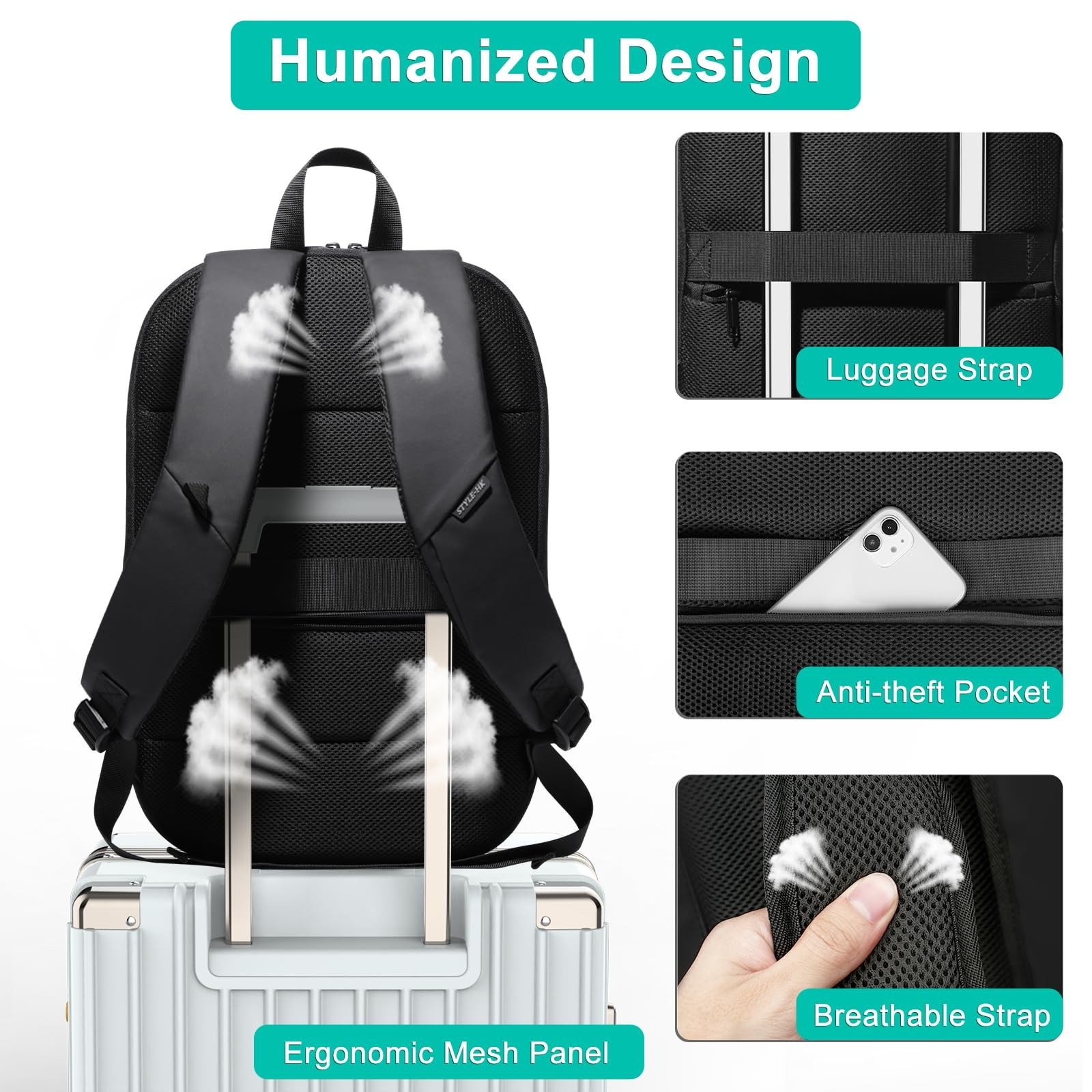 Business Backpack for Men 17 Inch,Slim & Expandable Waterproof Travel Laptop …