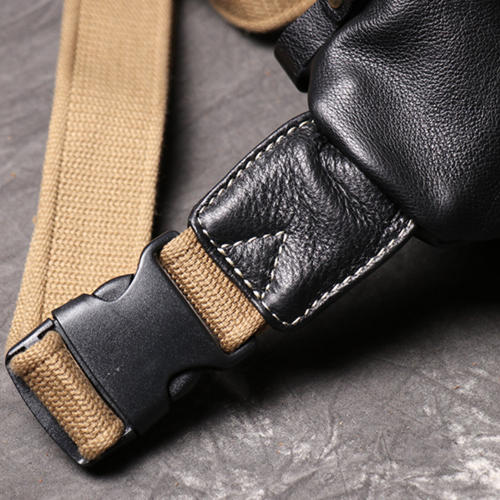 Mens Leather Crossbody Sling Bag Adjustable Strap Fanny Pack with Zippers