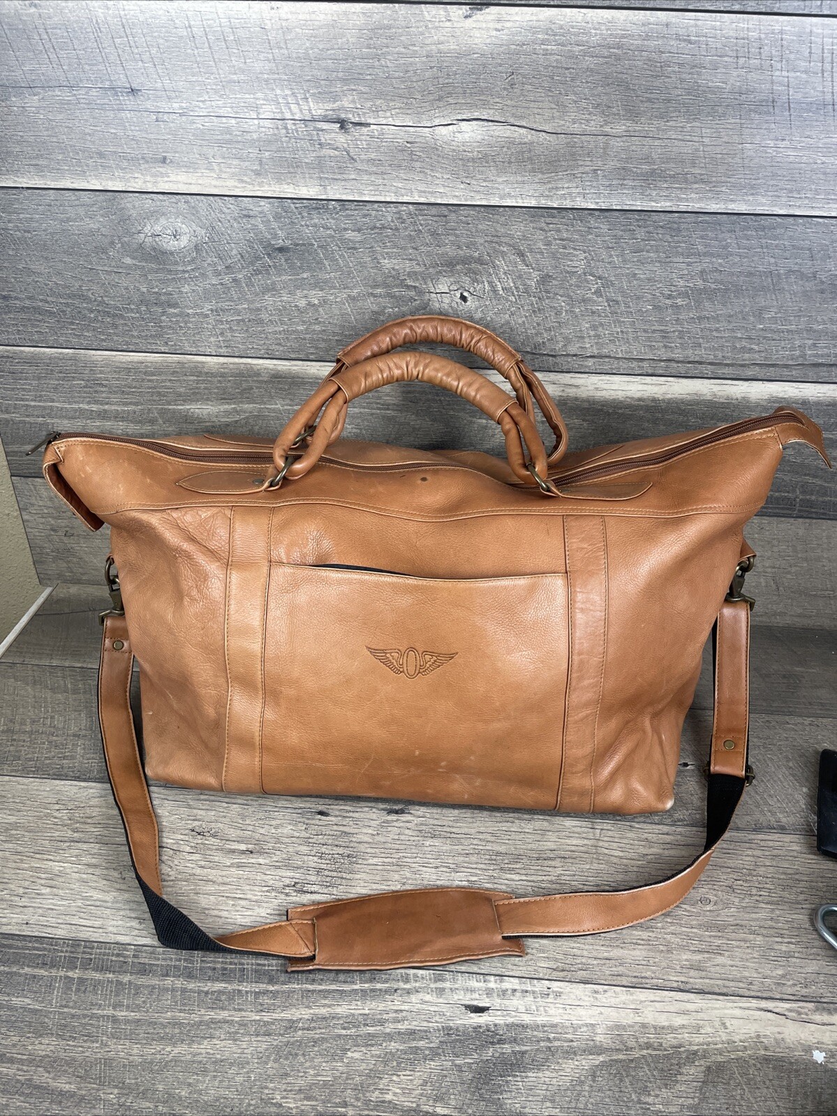 Luggage Duffel Travel Bag Brown Vintage Genuine Leather- Made In Colombia
