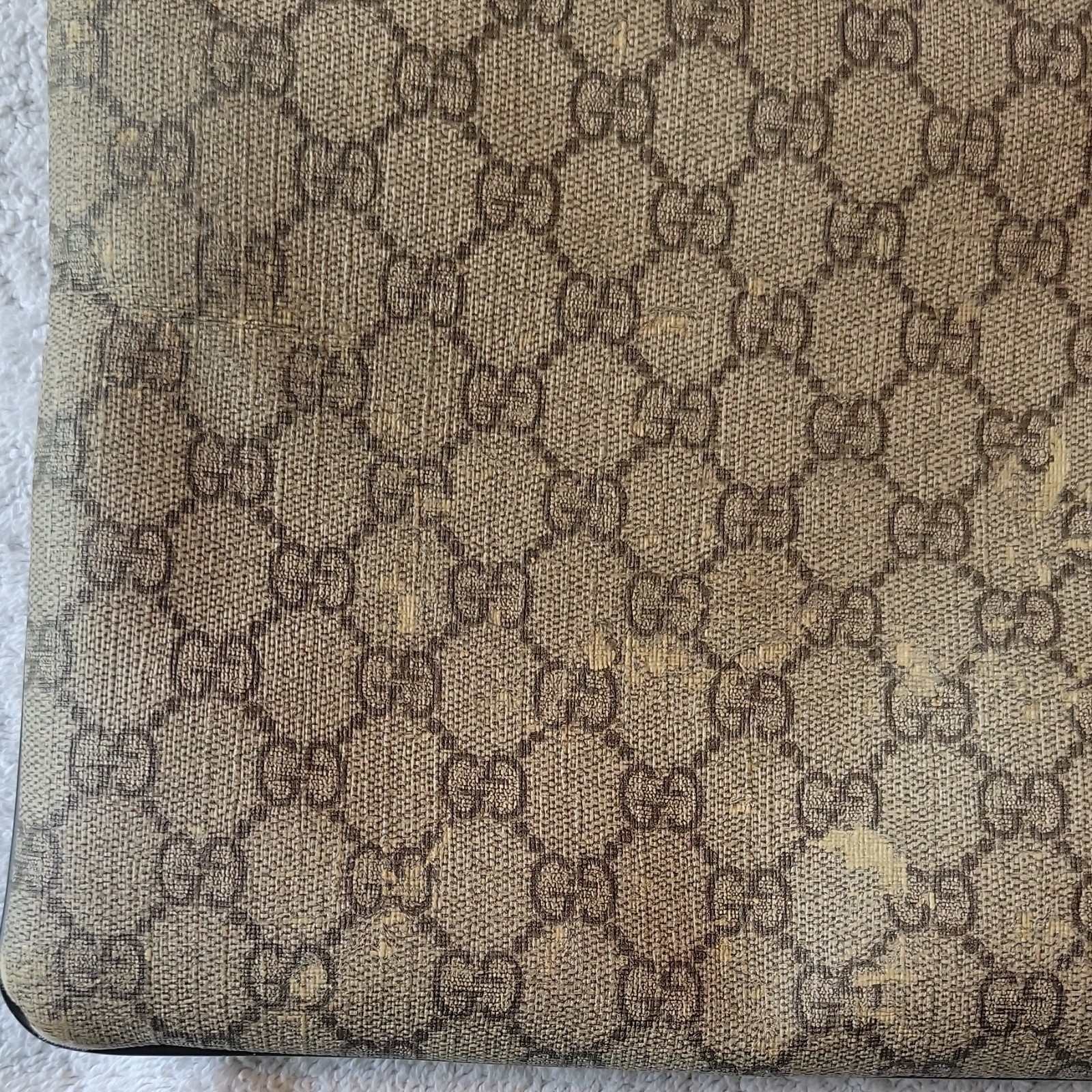 Gucci GG Monogram Messenger Bag Beige/Brown Zip Shoulder Crossbody Strap