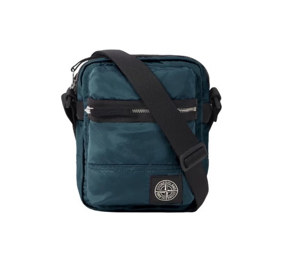 Stone Island 9200015 Coated Nylon Metal Econyl Pouch Bag Dark Teal Green