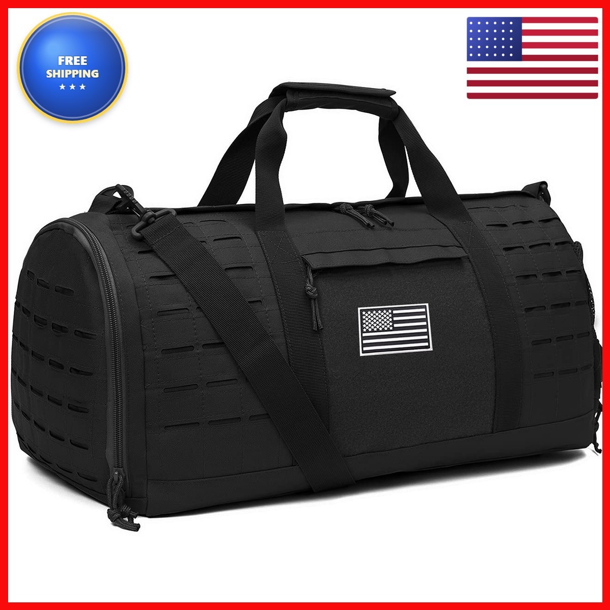 QT&QY 40L Military Tactical Duffle Bag With Shoe Compartment Men Gym Travel