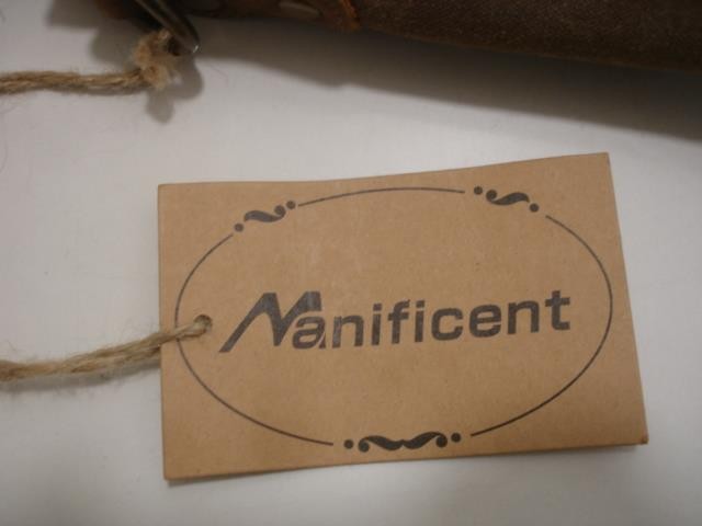 Manificent Laptop Messenger Bag Brown Leather Canvas Shoulder Strap Briefcase