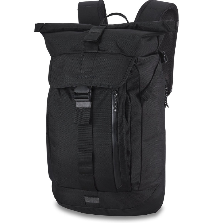 DaKine 25L Roll-Top Backpack – Black Ballistic Nylon – 19x13x6 Laptop Bag