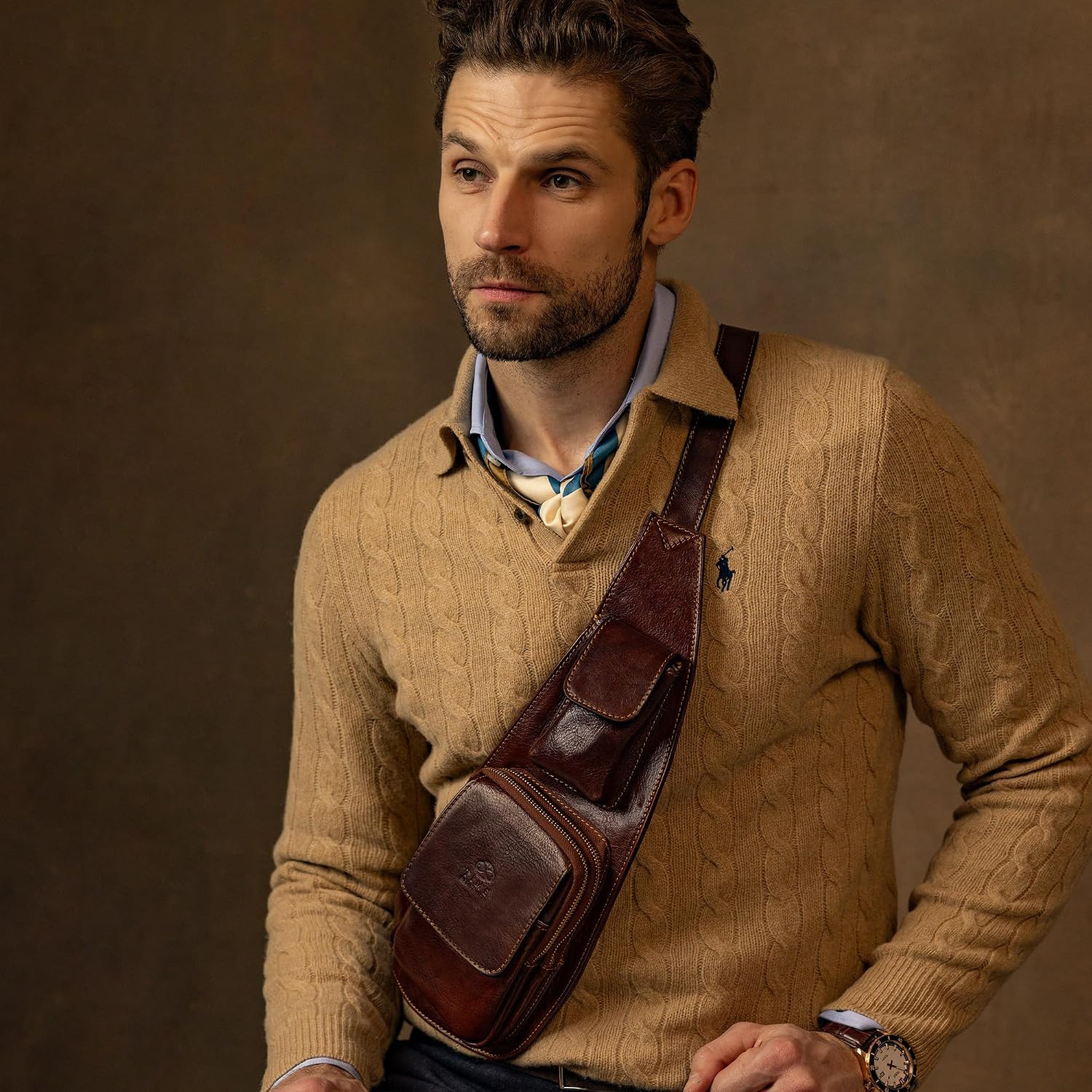 Leather Sling Bag – Crossbody Bag – Messenger Bag for Men and Women – Handmade S