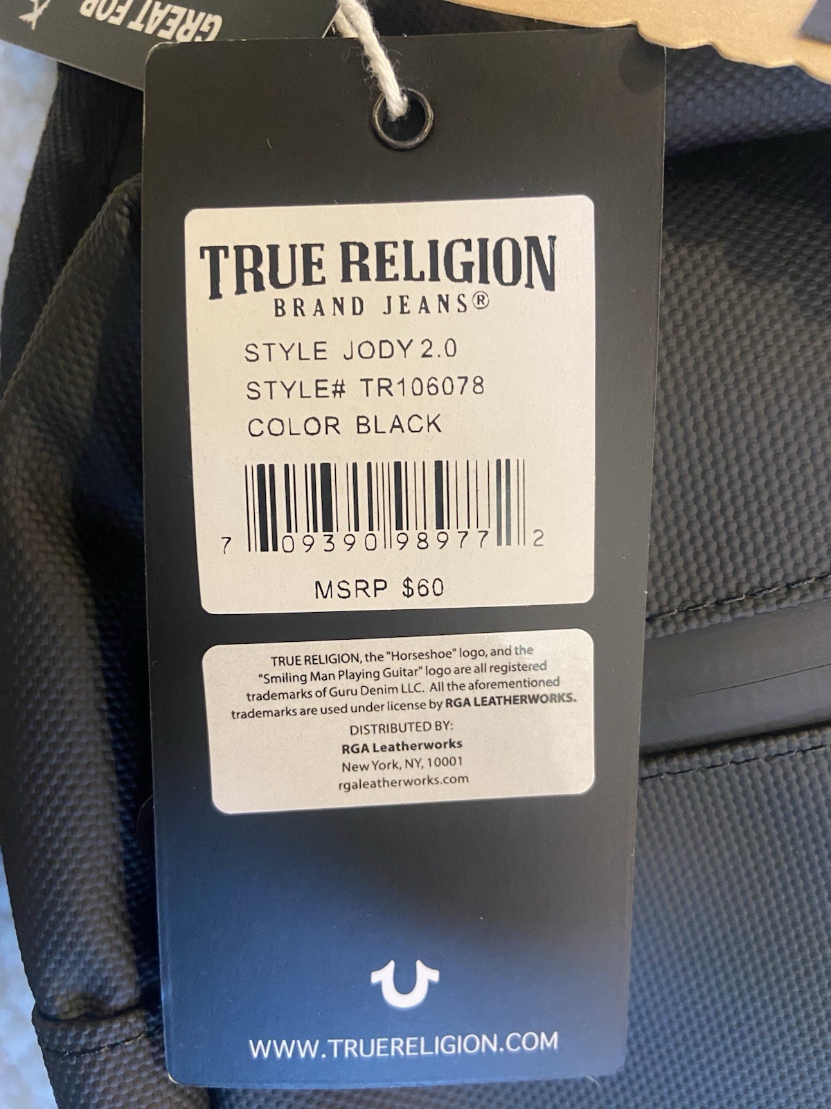 🔥True Religion Designer Sling Crossbody Bag Black Jody 2.0 Travel NWT $60