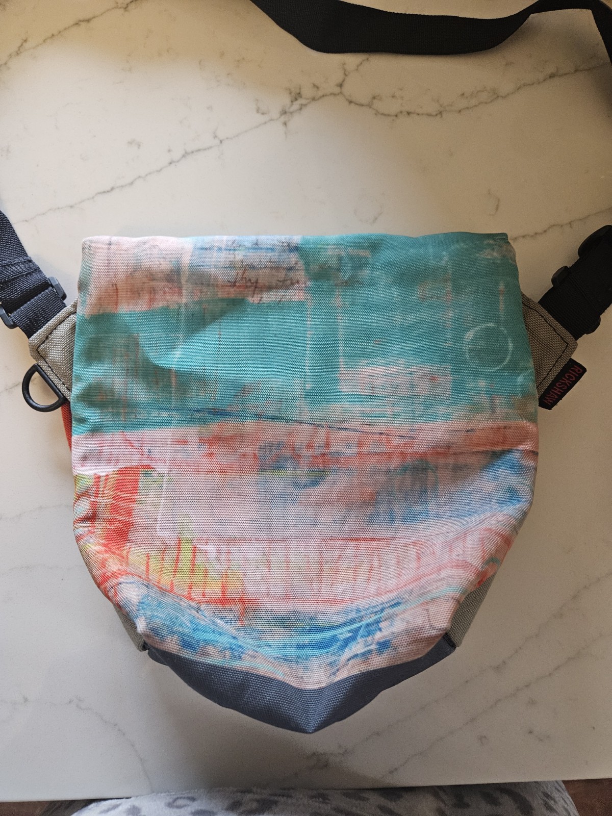 Rickshaw Bag Abstract Green Orange Adjustable Shoulder Strap