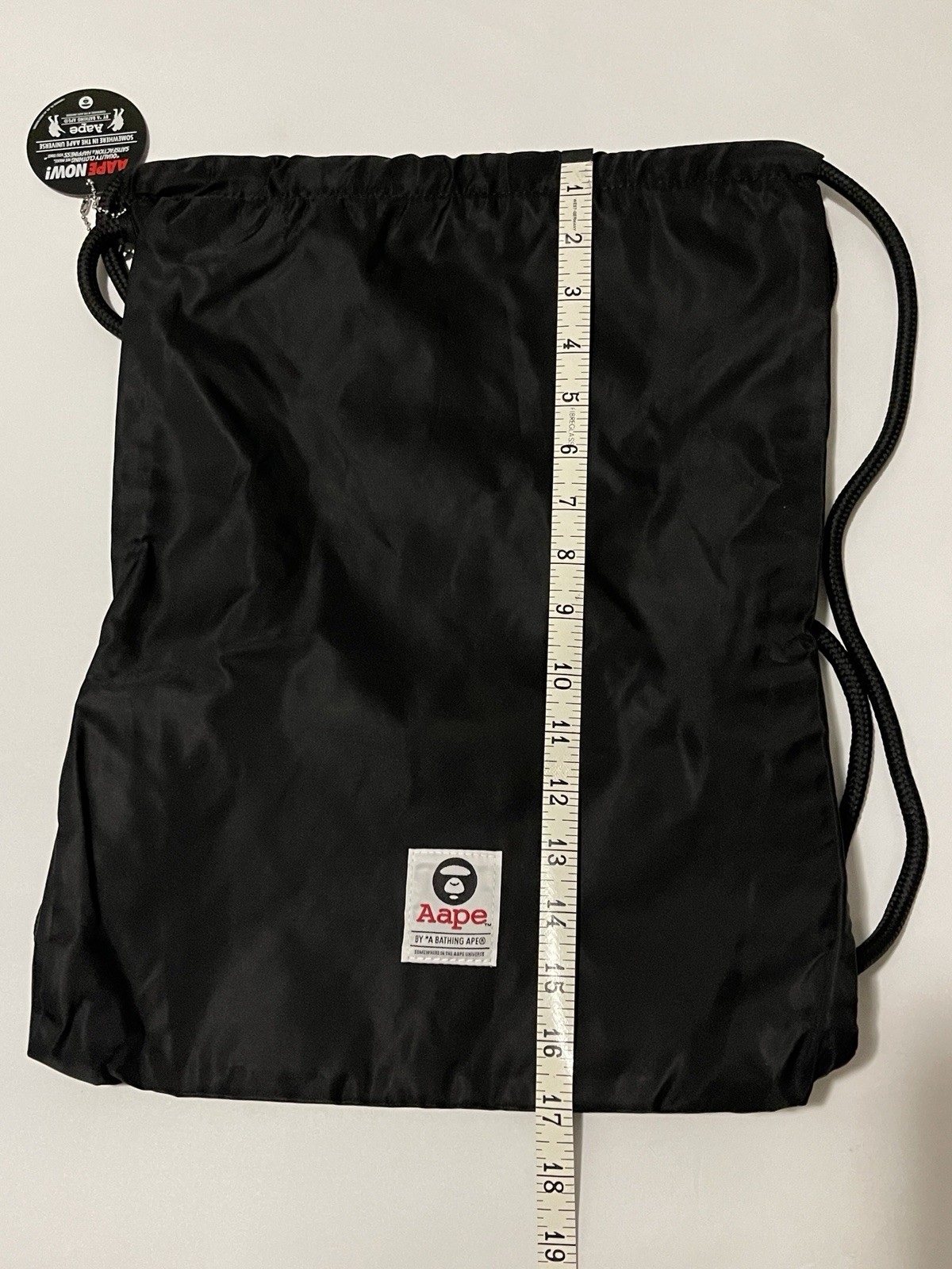 Aape By A Bathing Ape Drawstring Bag Black 17″ x 12.5″ NEW! BAPE