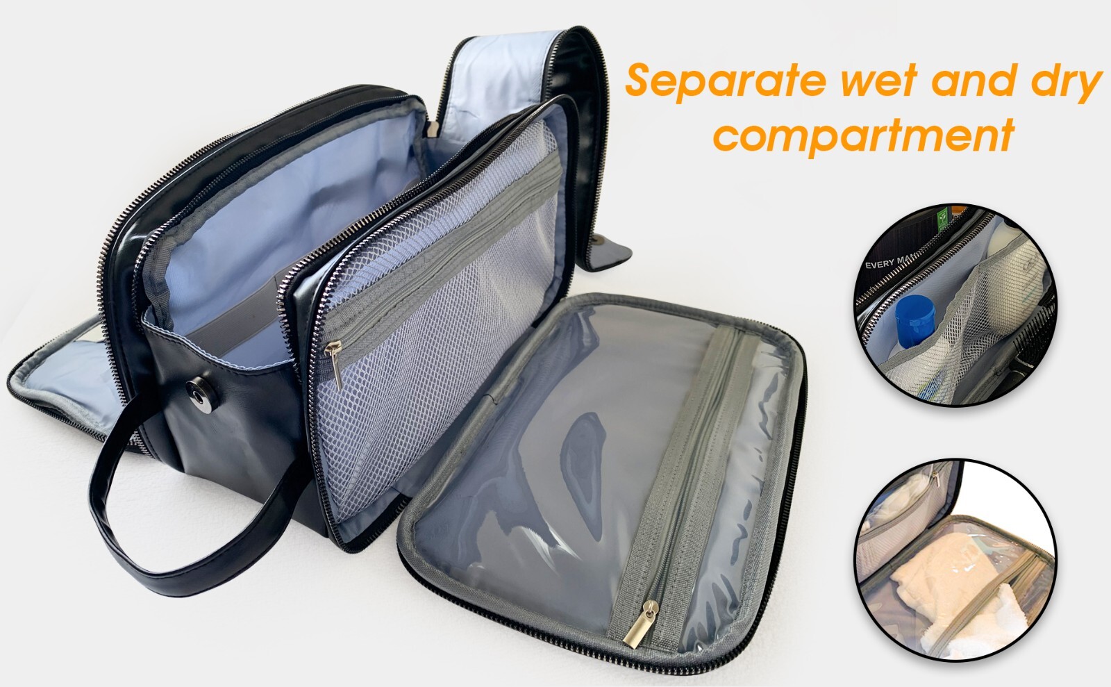 Extra Large Toiletry Bag for Men Travel Shaving Dopp Kit Organizer PU Leather