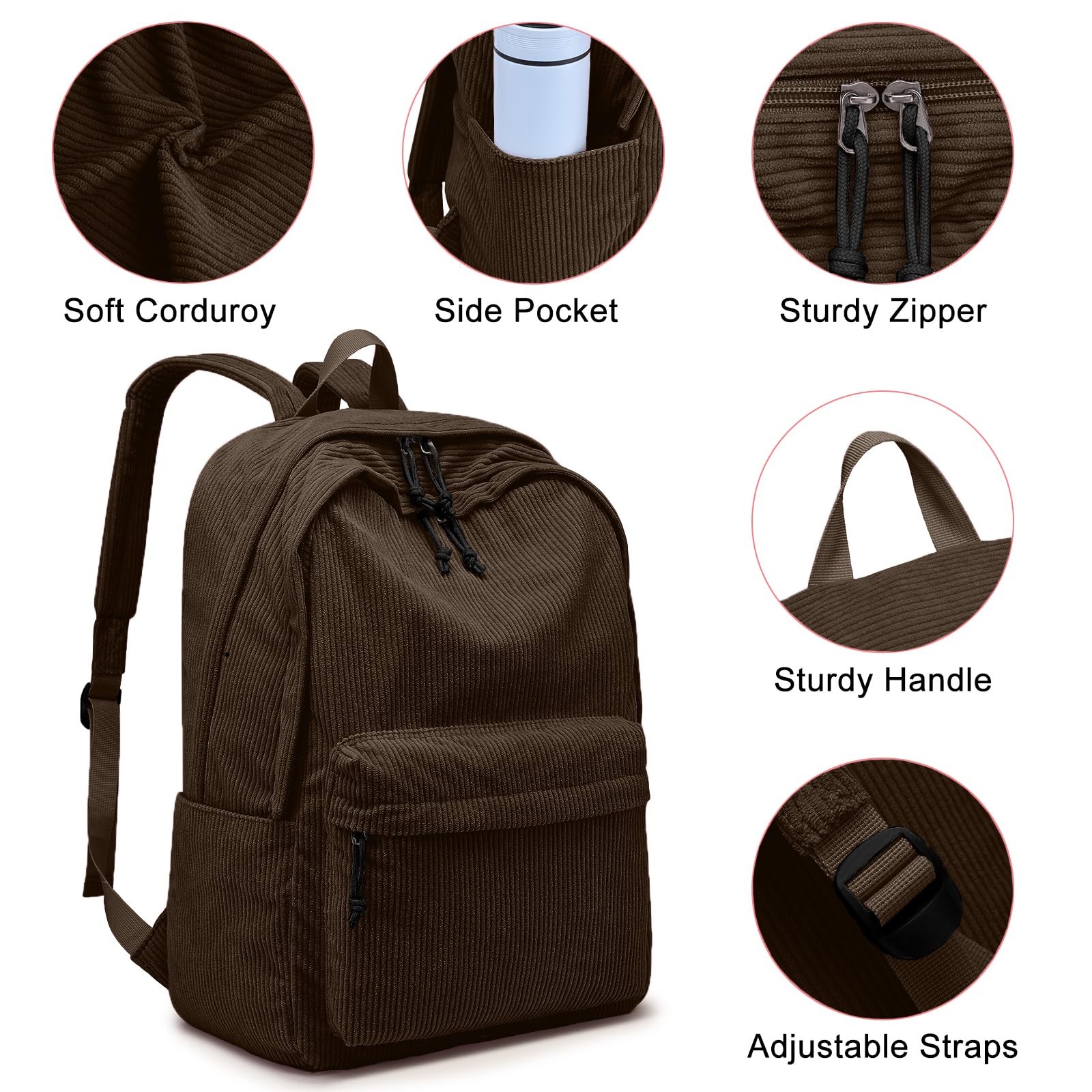 Lightweight School Bookbag Cute Large Laptop Backpack Fits 15.6 In Notebook