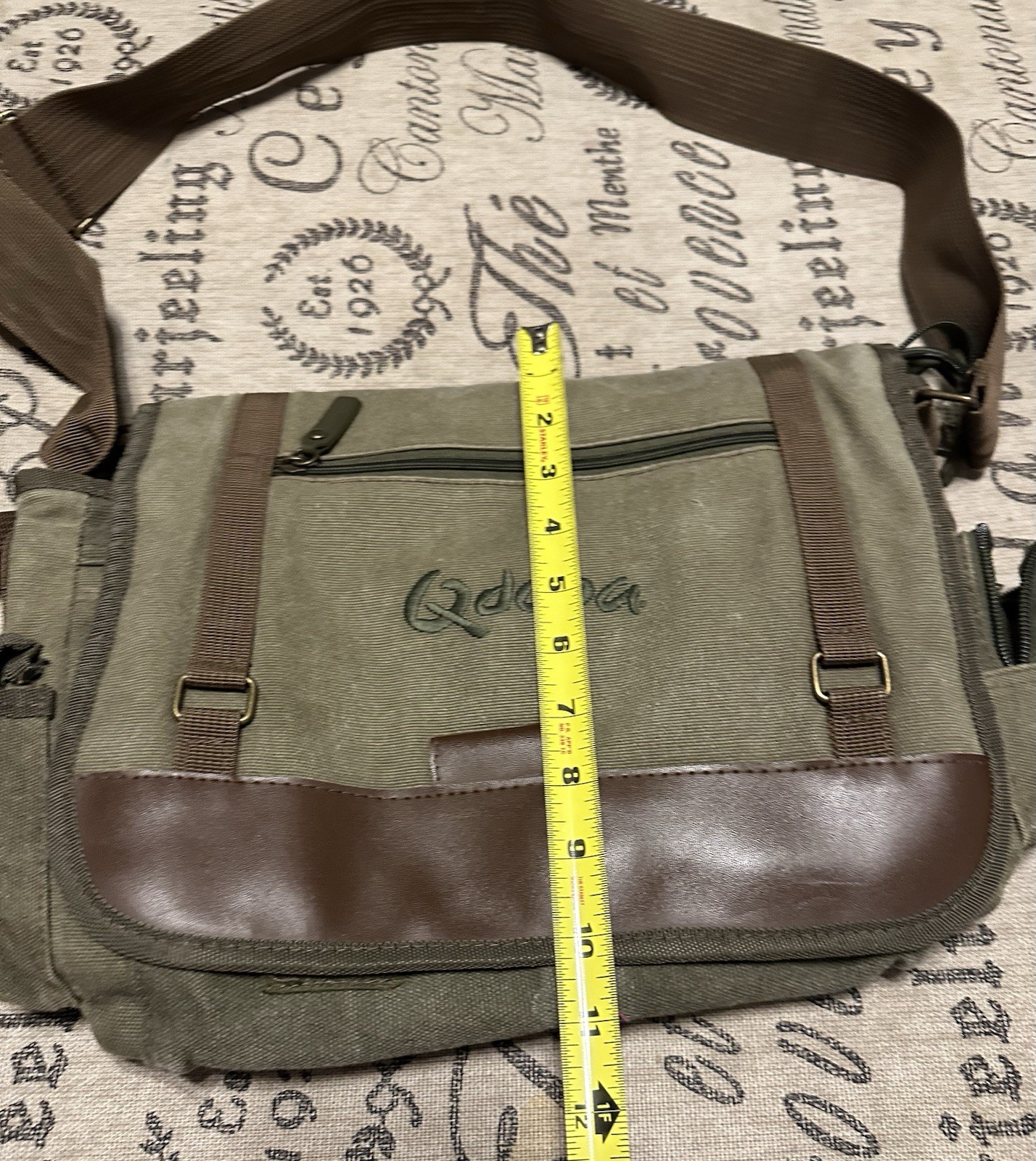 Sovrano Olive Canvas Messenger Bag Crossbody – Qdoba Logo’d