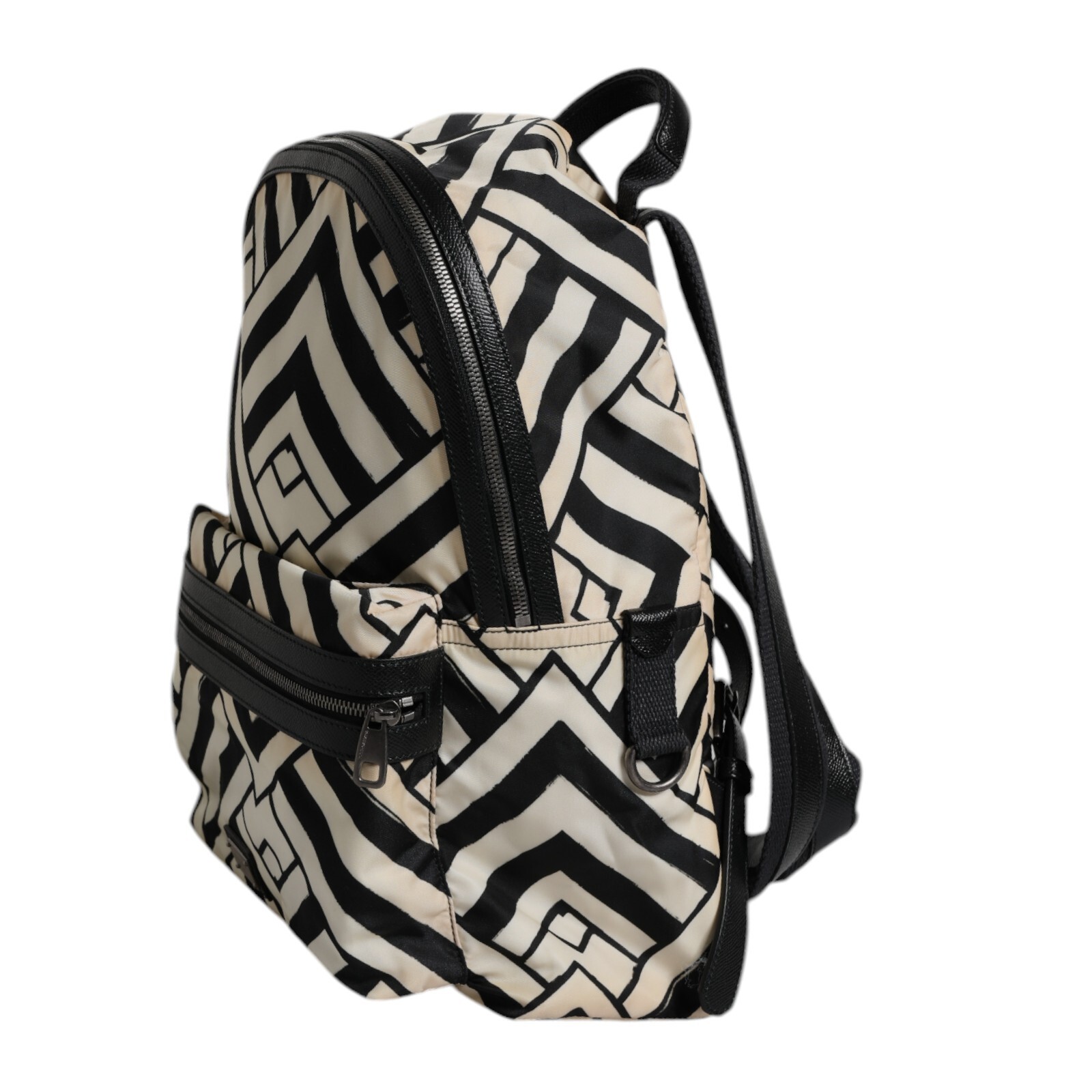 DOLCE & GABBANA Bag Black White Nylon Leather Travel Back Pack Men Borse 1380usd