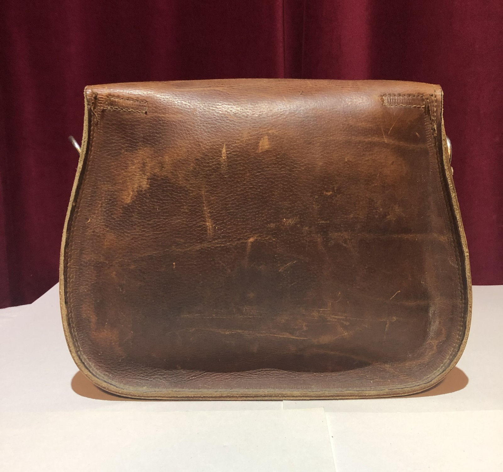 Vintage Thick Leather Saddle-Style Shoulder Bag Hunting Hiking School Messenger