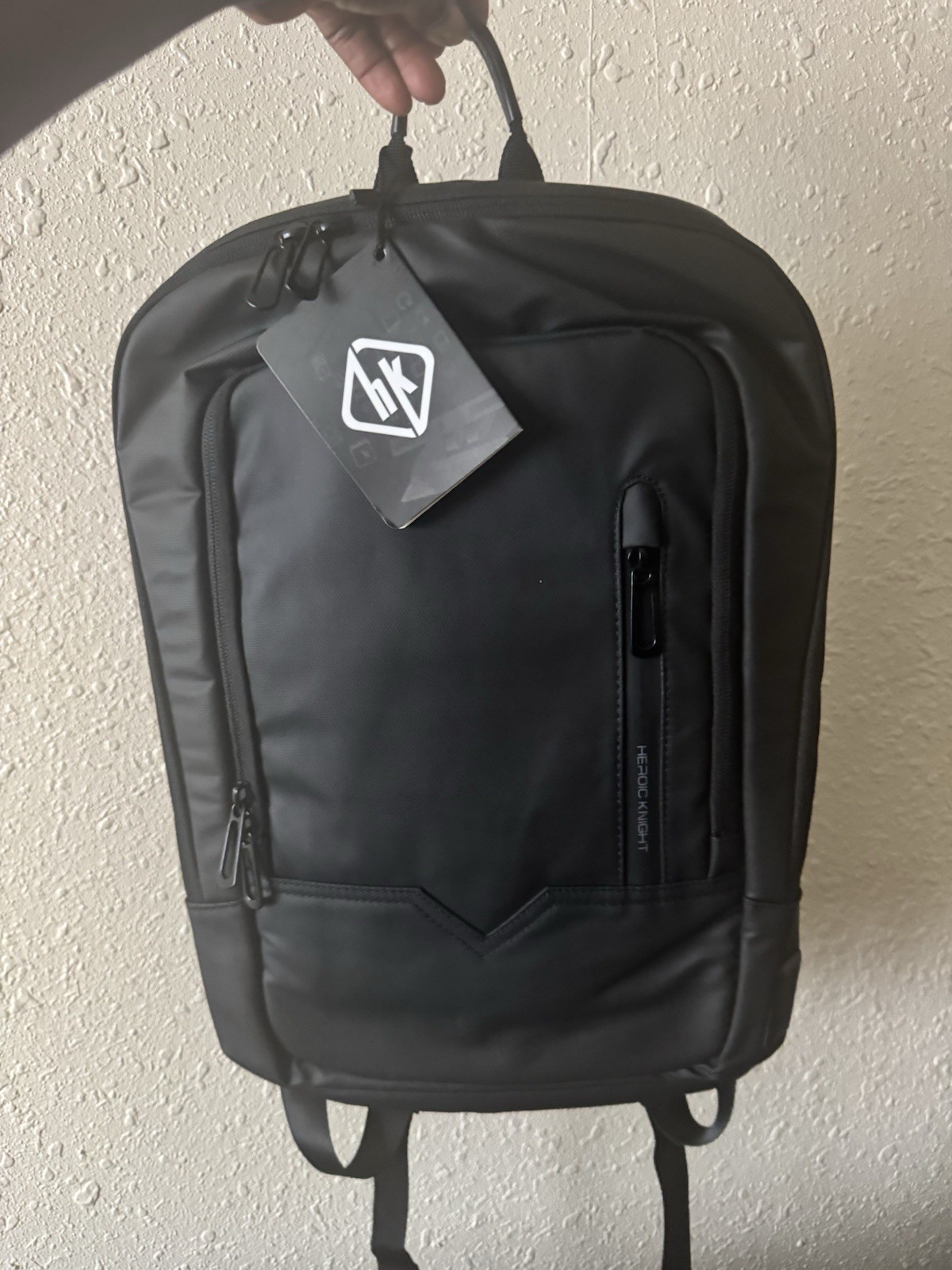 Hero Knight Black Large Backpack Zip Closure Padded Adjustable Straps Top Handle