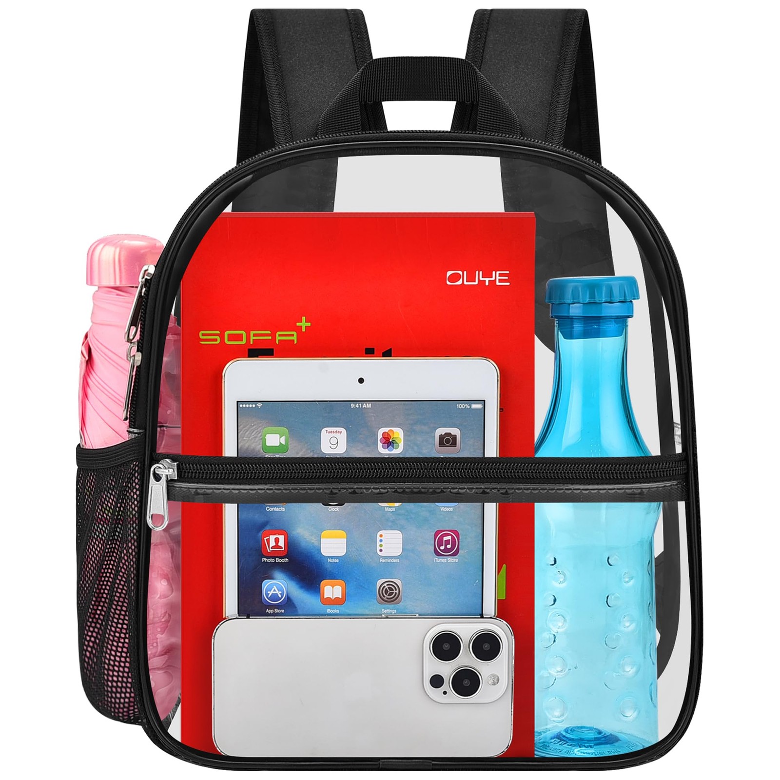 Oraben Clear Backpack Stadium Approved Clear Bag 12 x 6 x 11 in Small