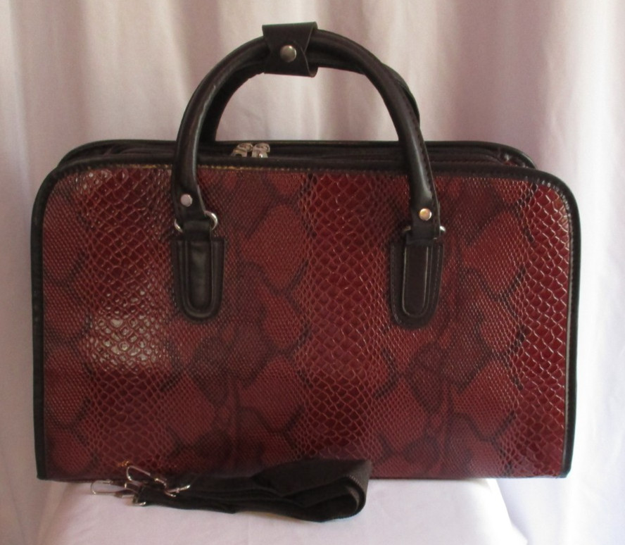 Briefcase Bag Faux Leather Snakeskin Womens Pattern Shoulder Strap Laptop
