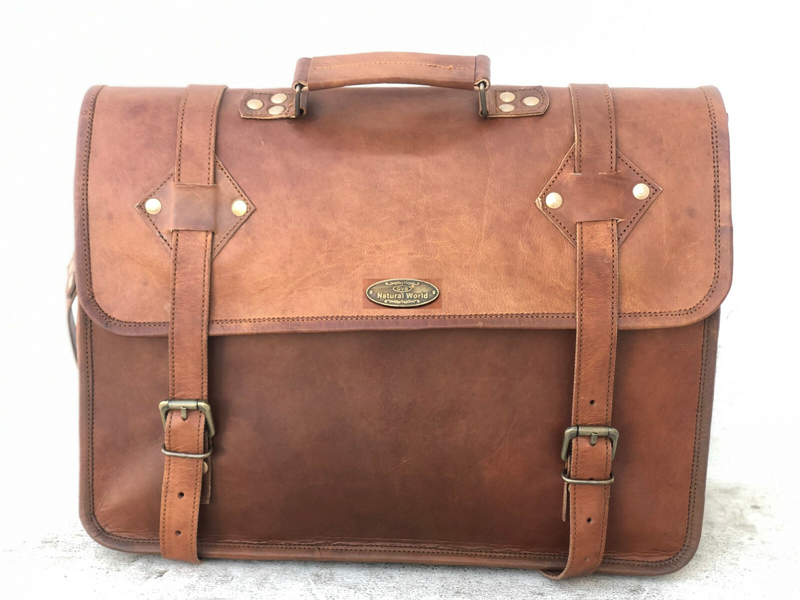 Camel Hide Men’s Messenger Laptop Handmade Briefcase Satchel Vintage Genuine New