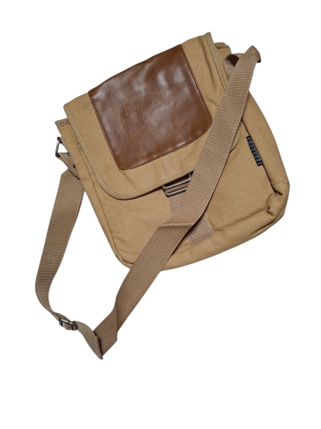 Vintage Field & Co. Canvas Messenger Bag with Leather Trim – Tan