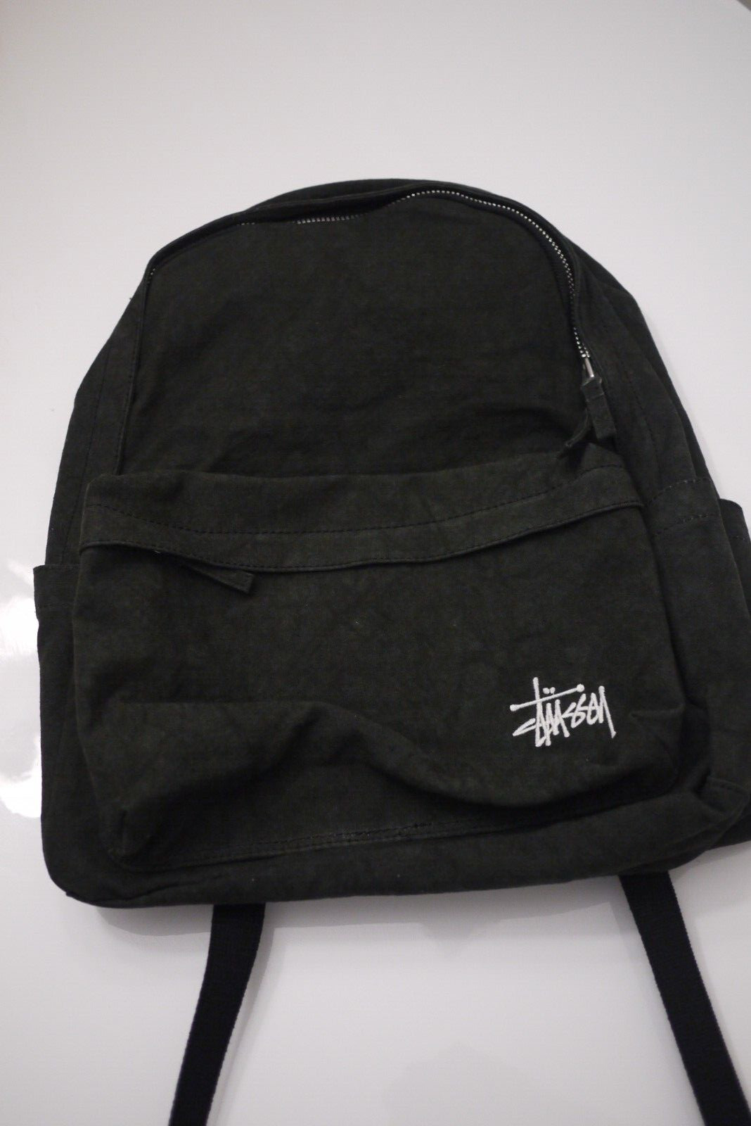 Stussy canvas backpack washed black bag Bonus Stussy Stickers and paper bag