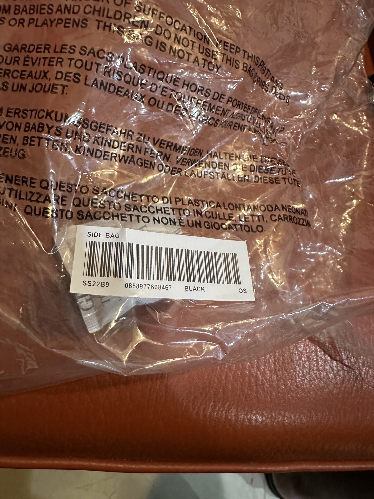 Brand New Sealed Supreme Side Bag Black SS22 Cordura Fabric 16 Oz Smoke OS