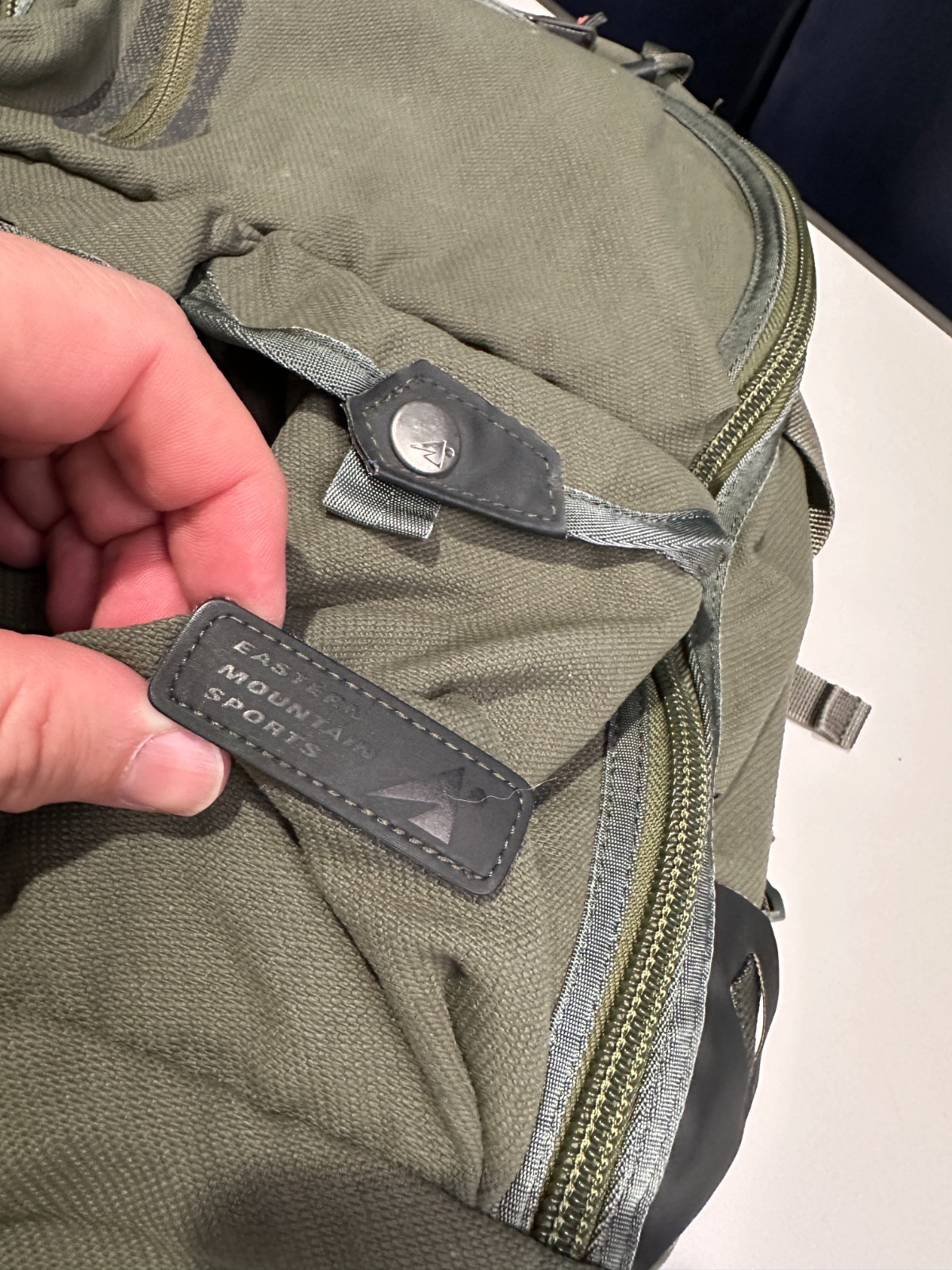 EMS Eastern Mountain Sports 100% Nylon Olive Green Multi-Pocket Pack Backpack