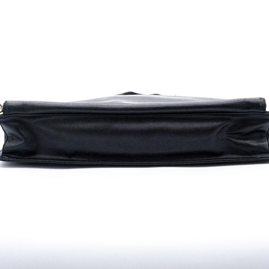 PRADA Saffiano Leather Briefcase Black Business Bag Organizer Silver Hardware