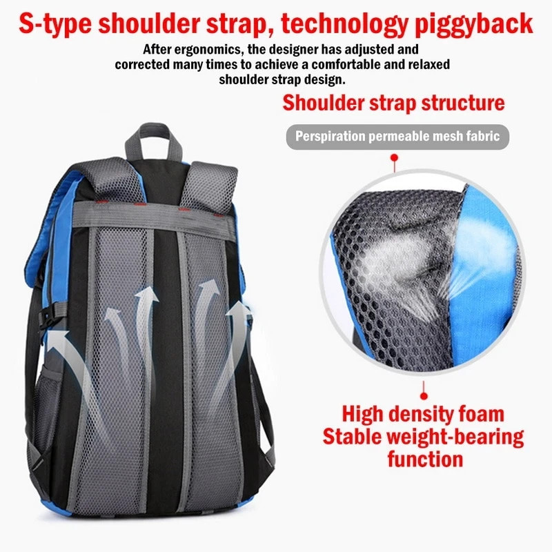 Travel Bag w/ Laptop Sleeve & Waist Shoulder Backpack For Men Women Camping Bag