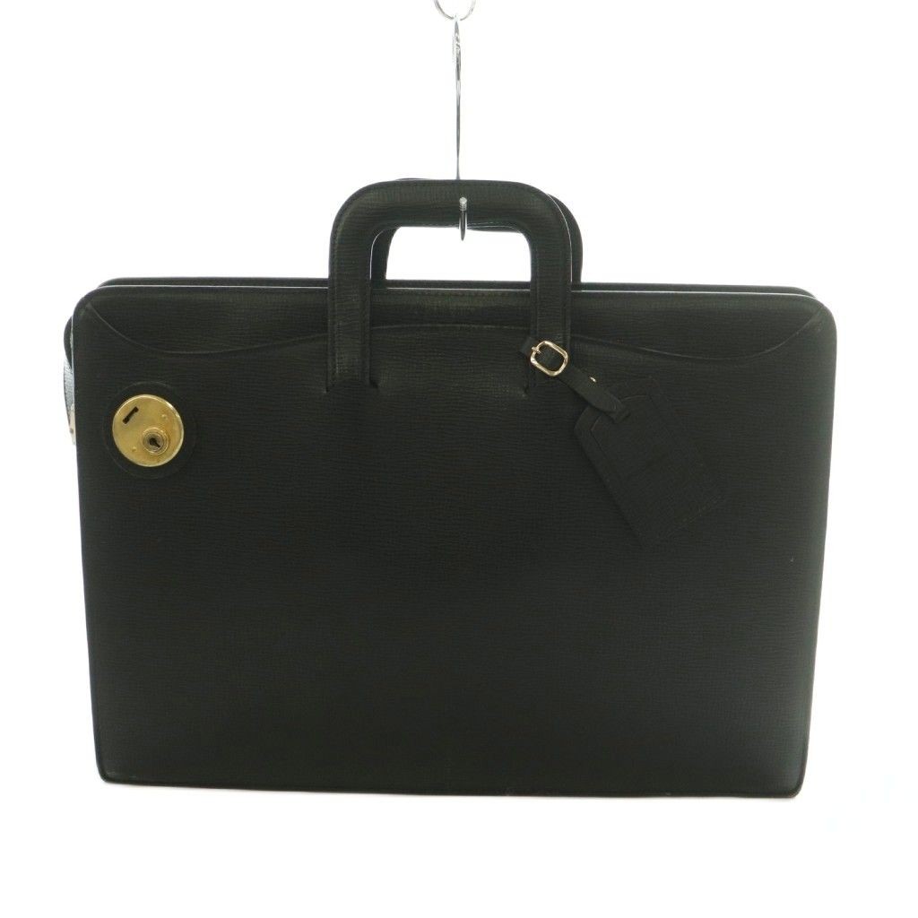 Authentic Burberrys Leather Briefcase Bag 42cm Black Damaged Condition