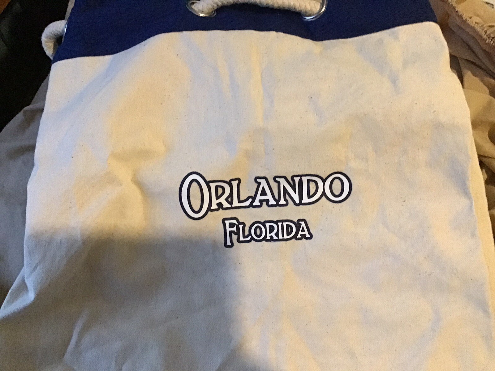 Canvas Duffle Bag 100% Cotton Drawstring Sailor Style Kit Bag Orlando Souvenir