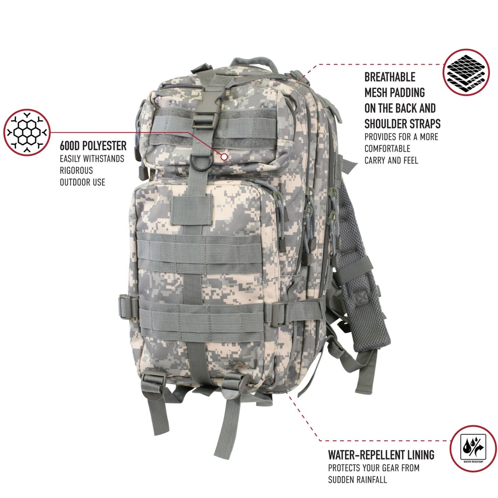 Rothco Medium Transport Pack Tactical MOLLE Level III Assault Bag Backpack