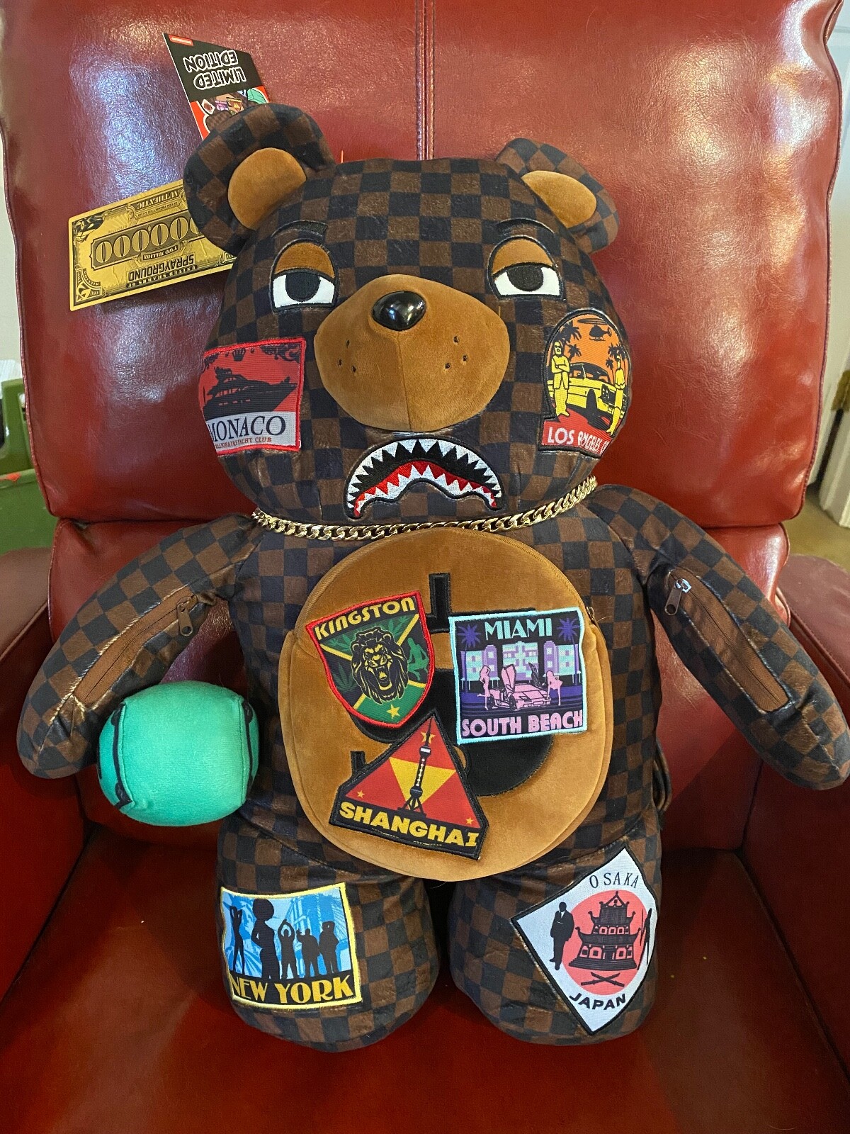 Sprayground Travel Patch Teddy Bear Backpack Limited Edition Sold Out Everywhere