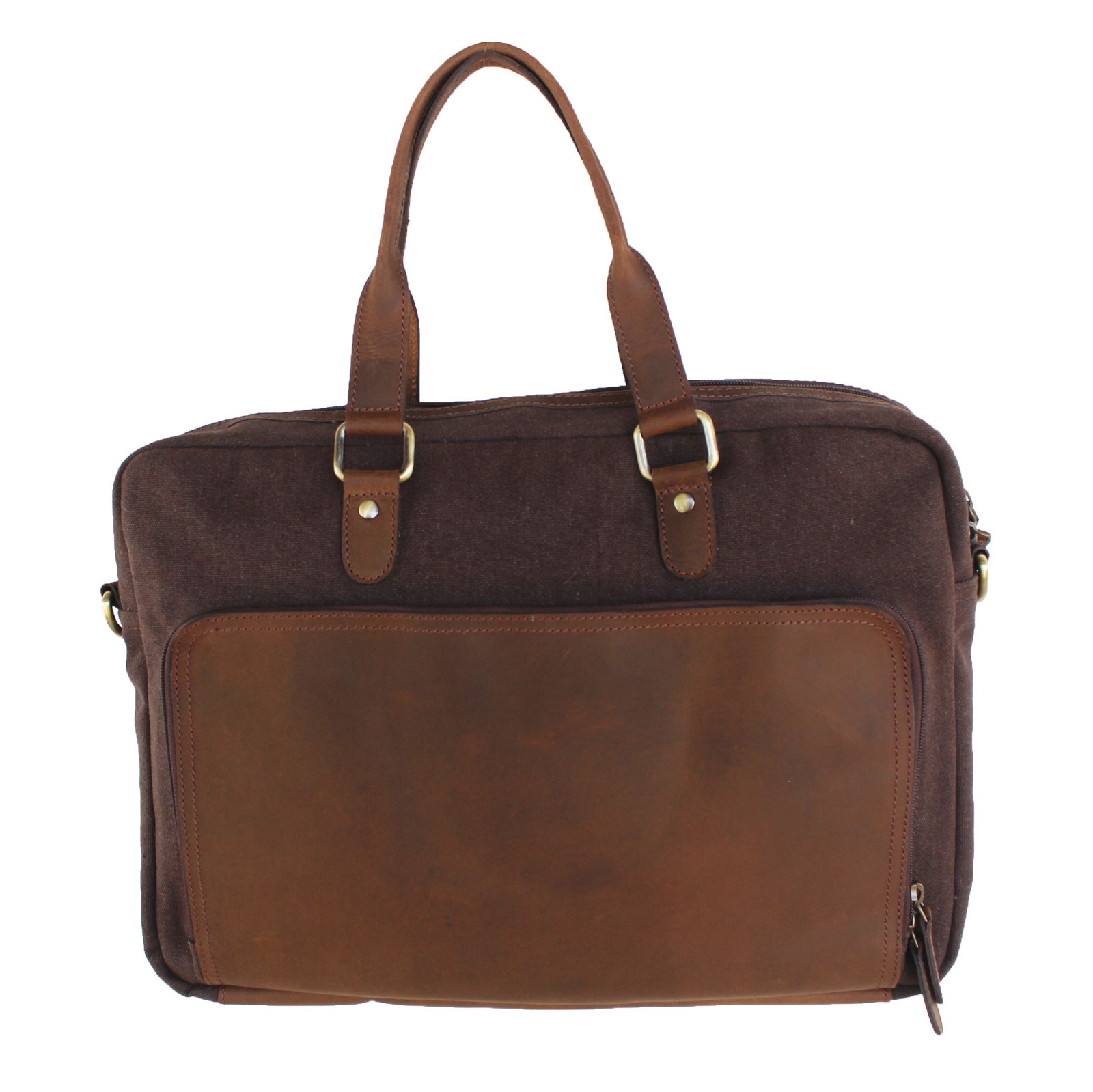 Handcrafted Canvas Office Work Messenger Portfolio Travel Bag Brown 18SKM01