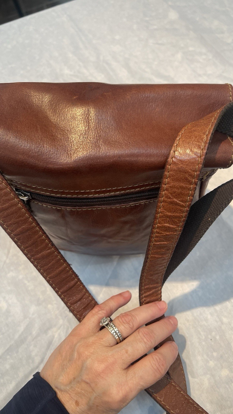 Jack Georges vintage Brown Leather Messenger Bag 9×9