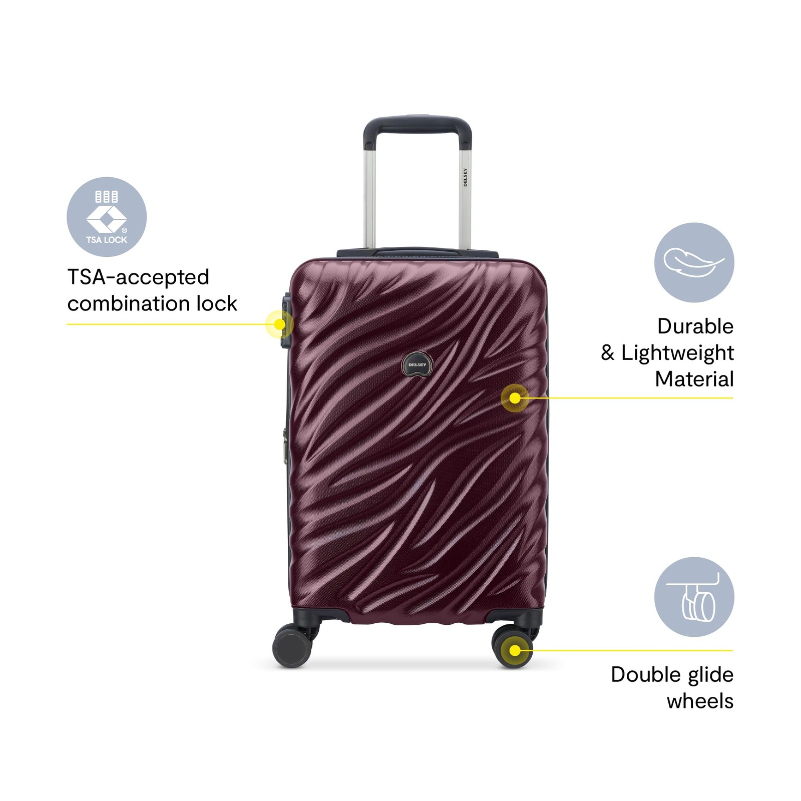 Delsey Alexis Lightweight Luggage, 4-Wheel Spinners Hardshell Suitcase, 21 In U8