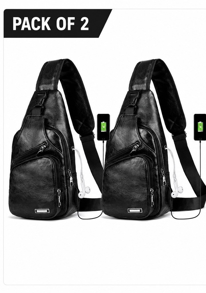 “Chest Crossbody Bag Sling Backpack for Men with USB Charge Port